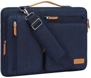 MOSISO 360 Protective Laptop Shoulder Bag,17-17.3 inch Computer Bags Compatible with MacBook, HP, Dell, Lenovo, Asus Notebook,Side Open Messenger Bag with 4 Zipper Pockets, Navy Blue