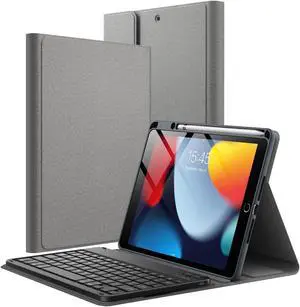 JETech Keyboard Case for iPad 10.2-Inch (2021/2020/2019 Model, 9th/8th/7th Generation) with Pencil Holder, Magnetic Detachable Bluetooth Wireless Keyboard, Soft TPU Back Stand Cover (Space Gray)