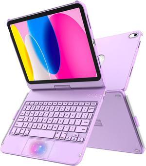 GGH Touchpad Keyboard Case for iPad 10th Generation, 2022 10.9-inch iPad Keyboard Case with Multi-Touch Trackpad, 360deg Rotatable Cover, Apple Pencil Holder, Auto Sleep/Wake - Light Purple