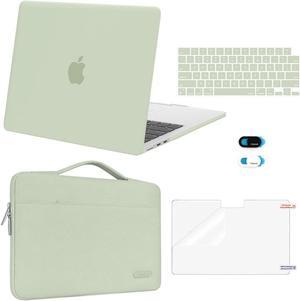 MOSISO Compatible with MacBook Air 13 inch Case 2024 2023 2022 M3 A3113 M2 A2681, Plastic Hard Shell&Sleeve Bag&Keyboard Skin&Webcam Cover&Screen Film for MacBook Air 13.6 inch Case, Sage Green