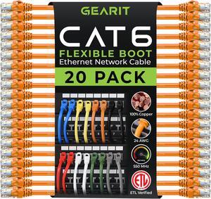 GearIT Cat6 Cable 0.5 ft 6 in - Cat6 Ethernet Cable, Cat 6 Ethernet Cable, Cat6 Patch Cable, Cat 6 Patch Cable, Cat 6 Cable, Network Cable, Internet Cable - Orange 0.5 Feet