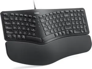 Nulea RT05C Wired Ergonomic Keyboard, Split Keyboard with Cushioned Wrist Rest, Adjustable Tilt Legs, Plug and Play, USB Corded, Compatible with Windows/Mac