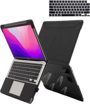TYTX Compatible with MacBook Pro 14 Inch Case, PU Leather MacBook Case with Vents and Stand for 2021-2024 Release M4 A3112 A3185 A3401 M3 A2918 A2992 M2 A2779 M1 A2442, Come with Keyboard Cover, Black