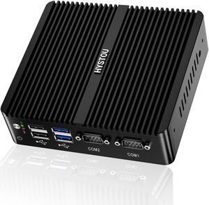 HYSTOU Mini PC Fanless Industrial: 8GB Ram DDR4 256GB SSD Micro Computer Celeron J4125 Dual LAN Mini Desktop PC Windows 10 Pro with Dual Band WiFi Bluetooth