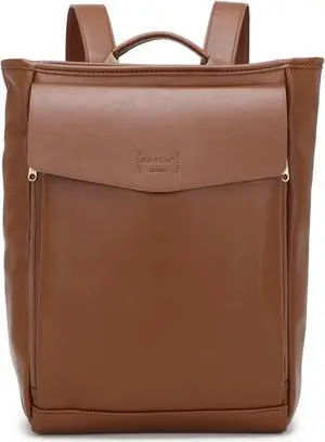 Kah&Kee Leather Laptop Backpack for Women with 14-inch Laptop Compartment Ideal for Teachers, College Students and Work