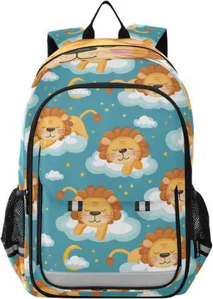 senya School Backpack Kids College Rucksack Travel Bookbag Fashion Back Pack Girls Boys Cartoon Lion Sky