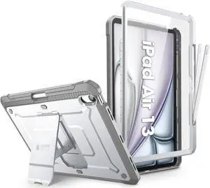SUPCASE for iPad Air 13 Inch Case M3/M2 (2025/2024) with Pencil Holder (Unicorn Beetle Pro), [Built-in Screen Protector & Stand] [Military-Grade Protection] Rugged Cover for iPad Air 13 Inch, White