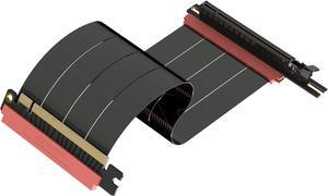 LINKUP - AVA5 PCIE 5.0 Riser Cable | Future Proof for Gen 5 GPU Vertical Mount | x16 128GB/s Speed | Compatible with NZXT H1 & PCIE 4.0 / PCIE 3.0 | Single Reverse Left Angle, Black 24cm