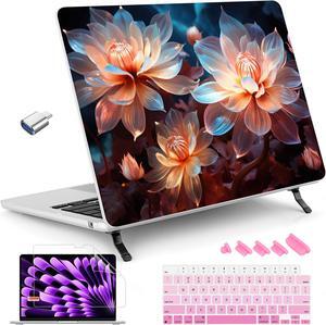 Tuiklol Case for 2025 2024 2023 2022 MacBook Air 13.6 inch Model M4 A3240 / M3 A3113 / M2 A2681, Bracket Hard Shell Case with Keyboard Cover for MacBook Air 13.6'' Cover, Luminescent Flowers