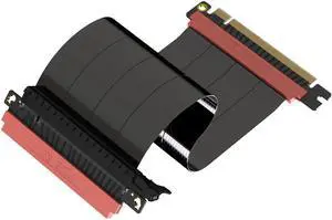 LINKUP - AVA5 PCIE 5.0 Riser Cable | RTX5090 RX9070 GPU Ready | x16 128GB/s Speed | Compatible with PCIe 4.0 | Designed for ITX | Single Reverse Straight, Black 27cm (Total Length 31.5cm)