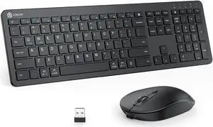 iClever Wireless Keyboard and Mouse, GK08 Rechargeable Keyboard Mouse Combo, Ergonomic, Quiet, Full Size Design with Number Pad, 2.4G Connection for Mac, Windows and Computer