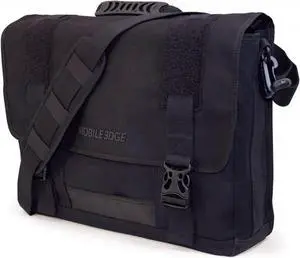 Mobile Edge ECO Laptop Messenger Bag for Men and Women, Fits Up To 17.3 Inch Laptops, Travel Work Computer Bag, Cotton Canvas, Padded Pockets, Black