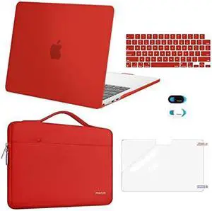 MOSISO Compatible with MacBook Air 13 inch Case 2024 2023 2022 M3 A3113 M2 A2681, Plastic Hard Shell&Sleeve Bag&Keyboard Skin&Webcam Cover&Screen Film for MacBook Air 13.6 inch Case, Red