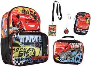 Disney Cars Taking The Lead Lightning McQueen Jackson Strom 17" Backpack Lunch Box 5pc Set