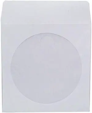 Maxtek 1,000 Pieces White Paper CD DVD Sleeves Envelope Holder with Clear Window and Flap, 80g Economy Weight.
