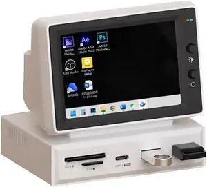 3.5inch Vintage Secondary Screen Monitor, Computer Temp Monitor, PC Sensor Panel Display, PC Temperature Display, Support HDMI USB 3.0 Hub SD3.0 TF Card Reader