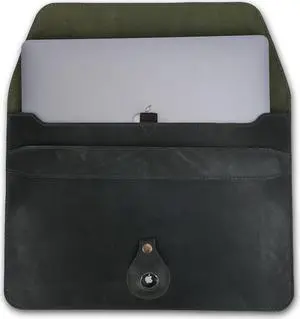 CestAntiQ, Leather Laptop Sleeve Compatible with MacBook Pro 13-13.3 Inch Notebook M3 M2 M1 Chip Pro Max 24-21 / MacBook Air 14, Laptop Bag Case with Pen Holder (Green)