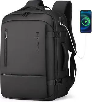 Fenree.geer Travel Backpack for Men, Flight Approved Carry On Luggage Backpack with USB Port, Water Resistant Expandable Computer Daypack, 17.3 Inch Black Business Laptop Backpack for College/Work
