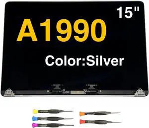 Fotisangea New A1990 for MacBook Pro 2018 2019 15 inch LCD Display Screen Full Assembly Replacement EMC 3215 3359 Silver/Gray (Silver)
