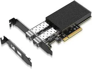 10Gb Ethernet Card with 82599ES (X520-DA2) Controller, GiGaPlus 10GB PCI-E Network Card Adapter, Dual LAN SFP+ Ports, Supports Windows/Windows Server/VMware Functions for 10Gbe Networking NAS