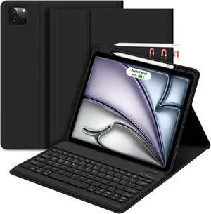GOKOCO for iPad Air 13" M3 2025/Air 13 inch M2 2024 Case with Keyboard-Keyboard Case for iPad Pro 12.9" 6th/5th/4th/3rd Gen with Pencil Holder,Detachable Keyboard,Auto Sleep/Wake Function-Black