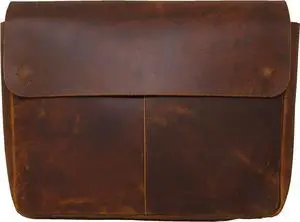 HG-LTHR Leather Folder, Full Grain Leather File Folder Organizer Document Holder, Leather Portfolio for Men - Spacious Leather Folio Laptop Sleeve Case for 13" 14" 15" Laptops, MacBook & Tablets