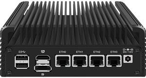 HKUXZR Firewall Appliance Mini PC, Intel Celeron N100 Quad Core 4xIntel I226 2.5G Ethernet VPN Router PC AES-NI HDMI DP Mini PC Soft Router DDR5 2*M.2 Nvme