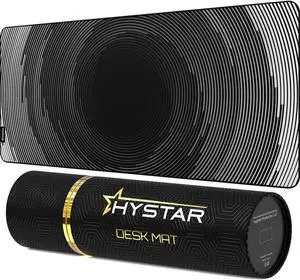 Hystar® Extended Gaming Mouse Pad | XXXL 45" x 20" | 5mm Thick, Waterproof Surface, Smooth Polyester Fabric, and Natural Rubber Base | Abyss