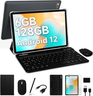 Tablet 2024 Newest 10.1 Inch Android 12 Tablet with Keyboard, 6GB RAM, 128GB ROM, 1TB Expansion, 2 In 1 Octa-Core Tablet, 5G Wifi & 2.4G Wifi, 6000 mAh Battery, Dual Cameras, Bluetooth/Mouse/Case/GPS