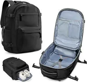 Lendolk Large Travel Backpack For Women Men,Carry On Backpack,Airline Approved Personal Item Travel Bag,Waterproof 15.6Inch Laptop luggage backpack,Mochila de Viaje(Black)