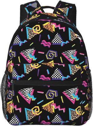 MANQINF Funny 80S 90S Pattern Backpack Casual Hiking Camping Travel Backpacks Lightweight Daypack Bag Women Men Bookbag
