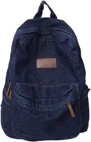 Mudono Denim Backpack for Women Retro Jeans Daypack Spacious Lightweight Rucksack Travel Backpack Fit 15 Inch Laptop