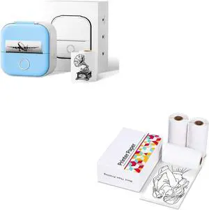 Ponek Mini Pocket Sticker Printer-Bluetooth Pocket Thermal Printer-Portable Smart Photo Printer for iPhone, White Self-Adhesive Paper Compatible with T02/M02X/M02XS for Journal, Photo, Memo