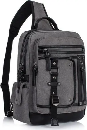 Schkleier Messenger Bag for Men Canvas Sling Bag Crossbody Backpack Laptop Shoulder Bag Hiking Daypacks Casual Tactical