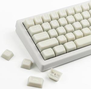 Tsungup PBT Keycaps - White Jade Keycaps 142 Keys Crystal Jelly Translucent Custom Keycaps SA Profile Shine Through Keycap Set Keyboard Keycaps for Cherry MX Switches Mechanical Keyboards