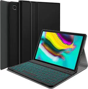 Wineecy Galaxy Tab S5E 10.5 Keyboard Case(SM-T720/T725, 2019 Version), 7 Color Backlit Detachable Wireless with Folio Case Cover for Samsung Galaxy Tab S5E 10.5 2019, SM-T720 SM-T725, Black