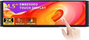 wisecoco 14.5 Inch Embedded Monitor Open Frame Vesa Wall Mount LCD Monitor 2560x720 2K IPS Stretched Bar Capacitive Touch Screen Display with HDMI USB-C Type-C Ports for DIY