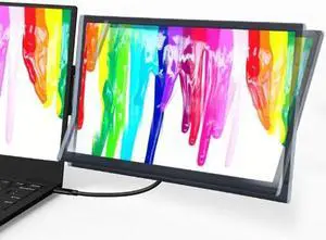 Anvazise Laptop Monitor Extender, 11.6/14.1 inch Portable Monitor Dual Screen External Second Monitor 1920x1080 FHD IPS,USB-C/HDMI,Plug and Play,for Laptop Notebook (14inch-2)