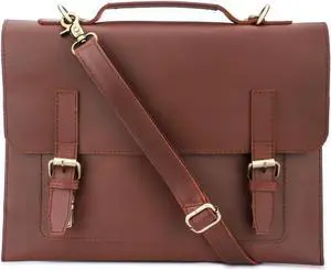 Leatherganic Genuine Leather Laptop Bag 14" Computer Messenger Shoulder Bag Briefcase Office Bag Travel Satchel Sleeve Bags (Tan)
