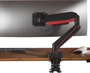 HILLPORT Premium Aluminum Heavy Duty Monitor Arm, for Ultrawide 14 to 49 inches and 44 lbs Single Desk Mount Stand, Pneumatic Height Adjustable, Max VESA 100x100, Black A9B