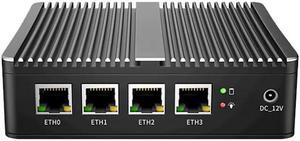 HKUXZR Micro Firewall Appliance, 4 Inter i226-V 2.5Gbe LAN Ports, Fanless Mini PC Celeron J4125 Quad Core, Support AES-NI Barebone Router PC VPN, NO RAM NO SSD