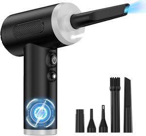 3 in 1 Compressed Air Duster& Mini PC Cleaner& Hand Pump, 3-Gear Adjustable 100,000RPM Handheld Electric Air Duster Cordless, Portable Air Blower with LED Light for Car, PC, Keyboard