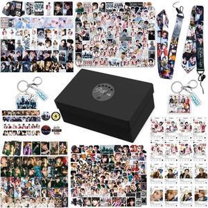 Stray Kids 5 Star Album Merch Gift Box Set including 110 PCS Photocards, 16pcs Transparent Cards, 180pcs Laptop Stickers, 2pcs Keychain, 2pcs Lanyards and 2pcs Tape Rolls, Gift for SKZ Fans