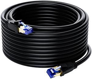 Cat8 Outdoor Ethernet Cable 100 FT, Double Jackets (PVC+LLDPE), Waterproof, Direct Burial, in Wall, In-Ground, 40Gbps, 2000Mhz, SFTP, PoE, Network, Internet, Support Cat7 Cat6A Cat6 Cat8 Outdoor Ethernet Cable 100 FT, Double Jackets (PVC+LLDPE), Waterproof, Direct Burial, in Wall, In-Ground, 40Gbps, 2000Mhz, SFTP, PoE, Network, Internet, Support Cat7 Cat6A Cat6