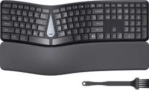 LIZRROT Wireless Ergonomic Keyboard, Split Keyboard with Wrist Rest and Cleaning Brush, 2.4G Computer Keyboard, Comfortable and Natural for Windows PC Laptops