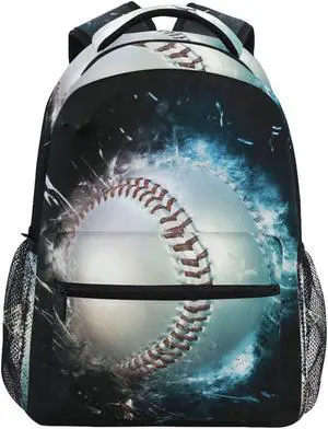 Dussdil Baseball Ball Kids Backpack Backpacks Back Pack for Boys Casual Daypack 16 inch Laptop Bag Double Zipper Travel Sports Bags with Adjustable Shoulder Strap
