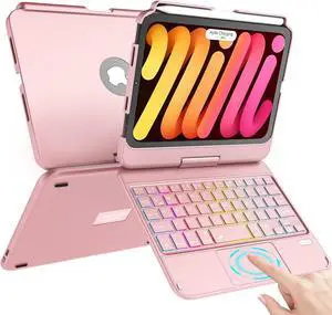 TaIYanG Keyboard Case for iPad mini 7 & Mini 6,7 Color Backlit Trackpad Keyboard Case for iPad mini 6th Generation 2021 8.3-inch,360° Rotatable Protective Slim Cover for iPad mini 7th Gen 2024 Tablet