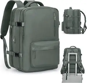 VGCUB Large Travel Backpack Bag for Women Men,Carry on Backpack,17 Inch Laptop Business Work Waterproof Backpack with Laptop Compartment,Person Item Flight Approved,Mochila de Viaje,Green Expandable
