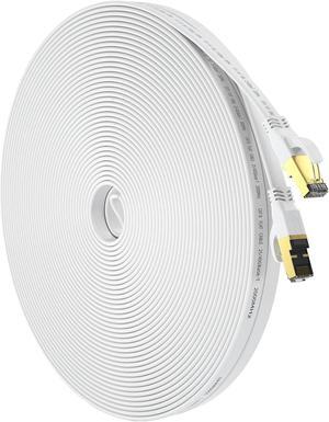 Cat 8 Ethernet Cable 150 FT, Outdoor&Indoor High Speed Heavy Duty Network LAN Internet Cable,SFTP Gold Plated RJ45 40Gbps 2000Mhz Patch Cord, for Modem/Router/Gaming,Faster Than Cat7/Cat6/Cat5-White