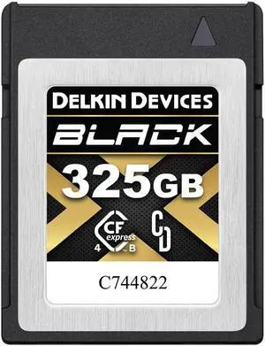 Delkin Devices Black 325GB CFexpress 4.0 Type B Memory Card, up to 3530MB/s Read for Professional Video and Photography